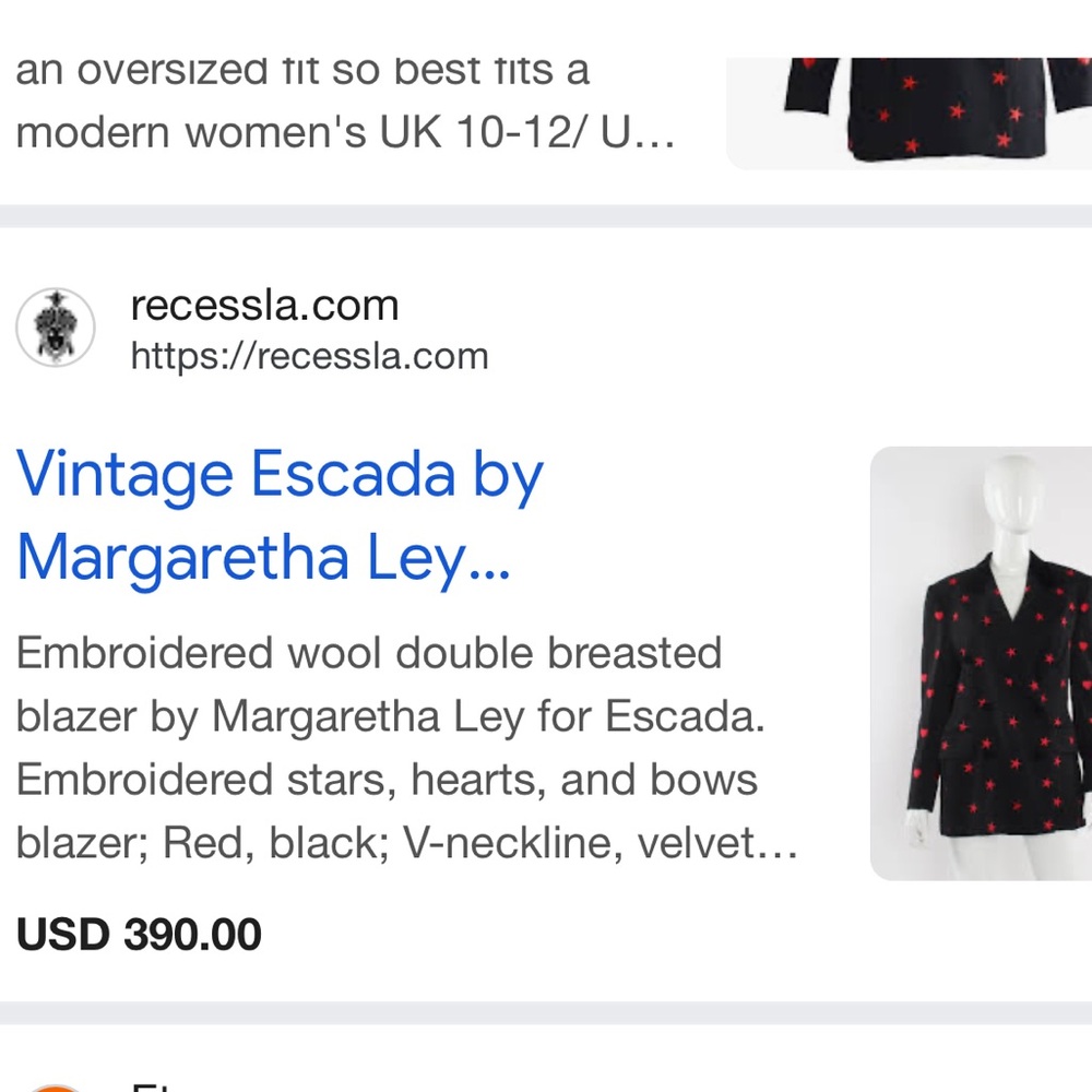 Escada Vintage Love Heart, Star & Bowtie Embroidered Women’s Black Blazer, 80s - Picture 16 of 16